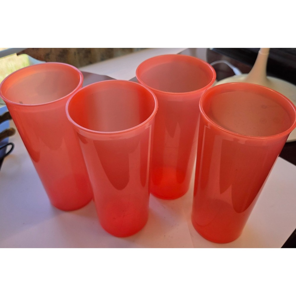 Set of 4 Tupperware Sheer Peach 12oz Tumblers - 6379A
